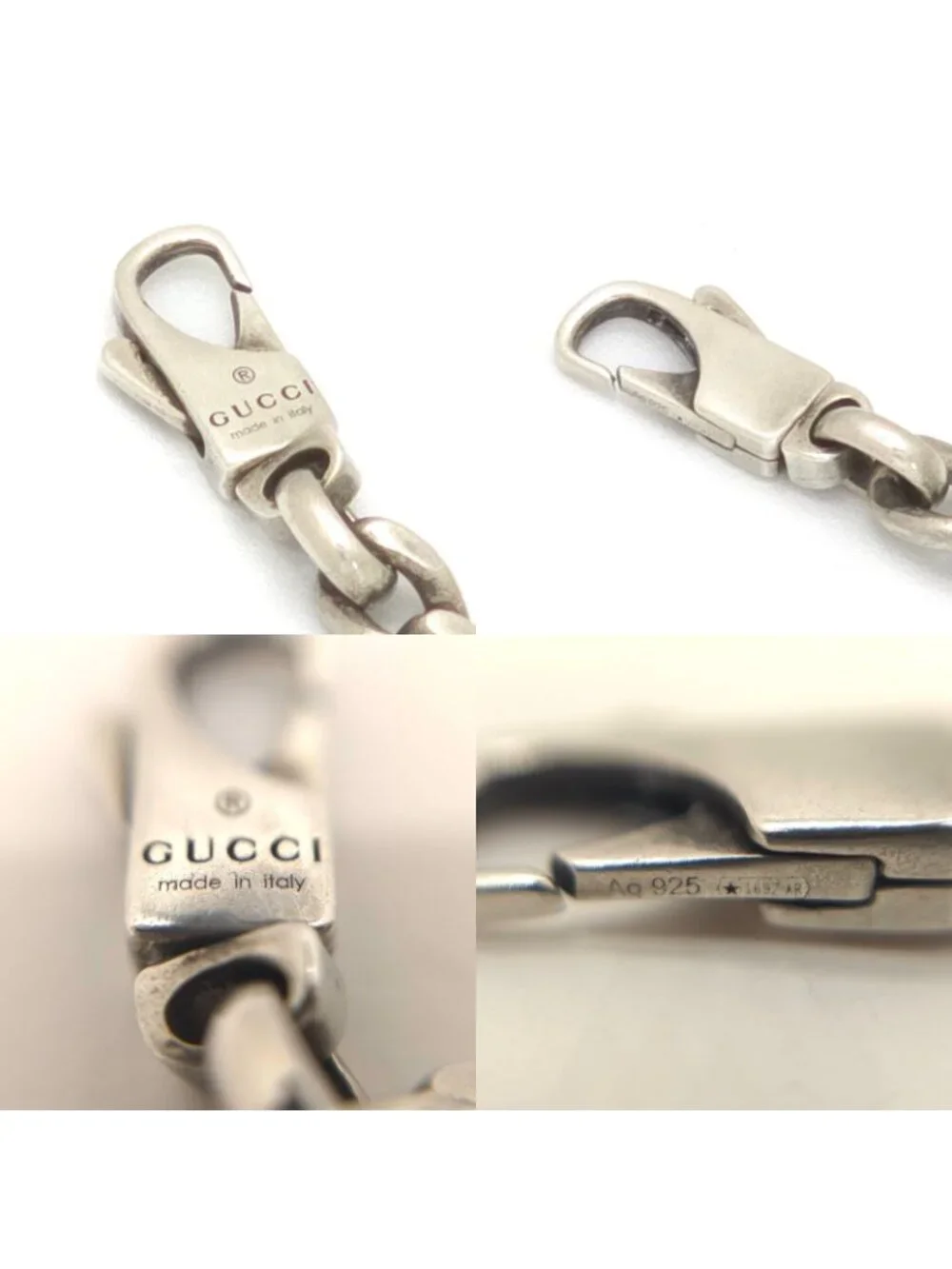 Gucci Logo Enamel Necklace 41.5 45.5 Turquoise Blue Sterling Silver
